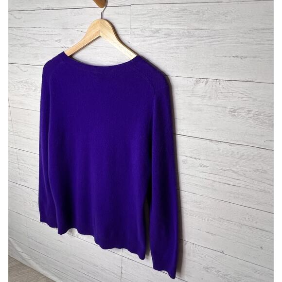 Charter Club Sweater Womens Size XL Bright Purple 100% Cashmere V Neck Luxury - Picture 11 of 15